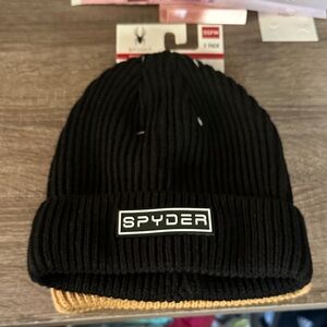 Spyder Ribbed Black Knit Hat New